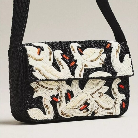 Anthropologie The Fiona Beaded Bag Swans NWT - Picture 4 of 7